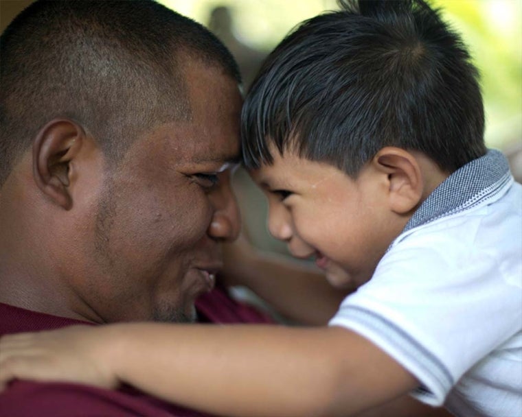 Elifeleth headbumps his father